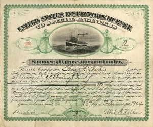 United States Inspectors' License to Special Engineers